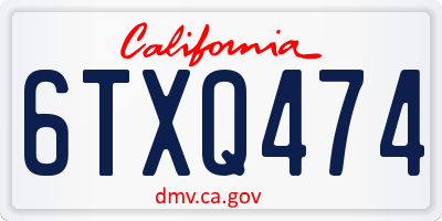 CA license plate 6TXQ474