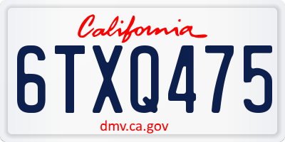 CA license plate 6TXQ475