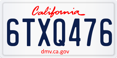 CA license plate 6TXQ476