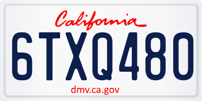 CA license plate 6TXQ480
