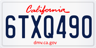 CA license plate 6TXQ490