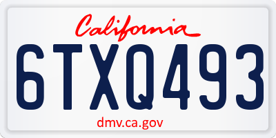 CA license plate 6TXQ493