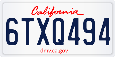 CA license plate 6TXQ494