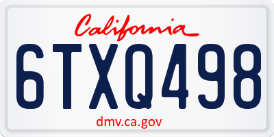 CA license plate 6TXQ498