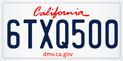 CA license plate 6TXQ500