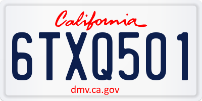 CA license plate 6TXQ501