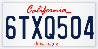 CA license plate 6TXQ504