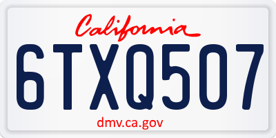 CA license plate 6TXQ507