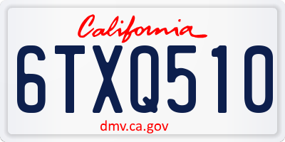 CA license plate 6TXQ510