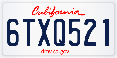 CA license plate 6TXQ521
