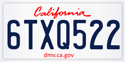 CA license plate 6TXQ522