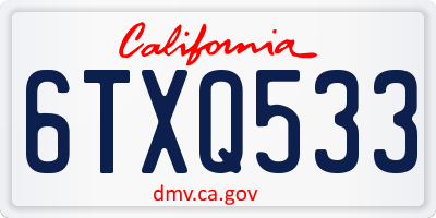 CA license plate 6TXQ533