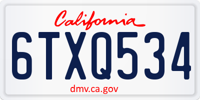 CA license plate 6TXQ534