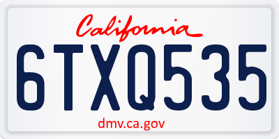 CA license plate 6TXQ535