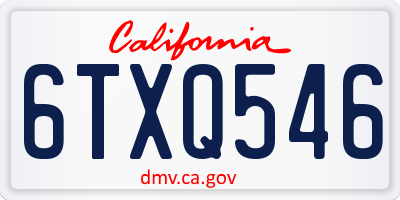 CA license plate 6TXQ546