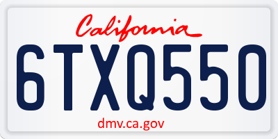 CA license plate 6TXQ550