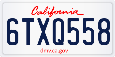 CA license plate 6TXQ558
