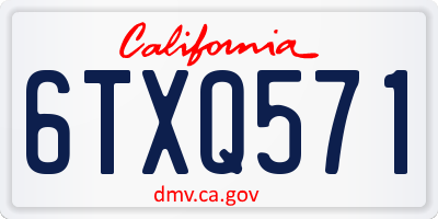 CA license plate 6TXQ571