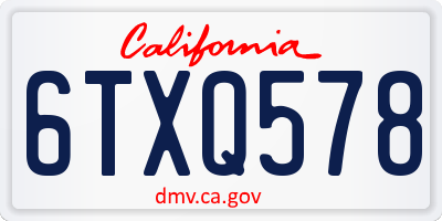 CA license plate 6TXQ578