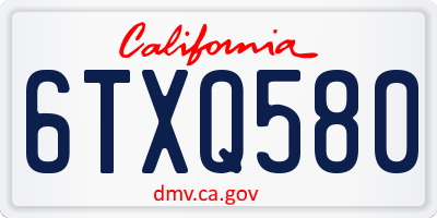 CA license plate 6TXQ580