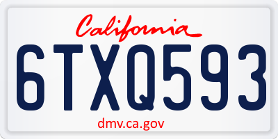 CA license plate 6TXQ593