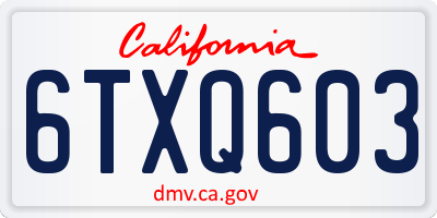 CA license plate 6TXQ603