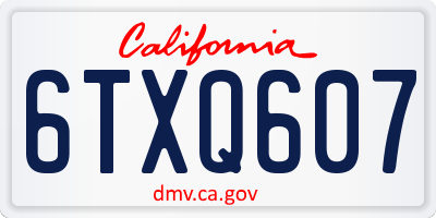CA license plate 6TXQ607