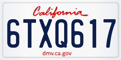 CA license plate 6TXQ617