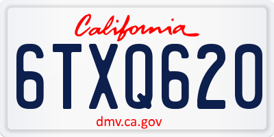 CA license plate 6TXQ620