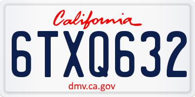 CA license plate 6TXQ632