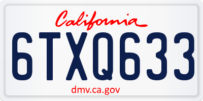 CA license plate 6TXQ633