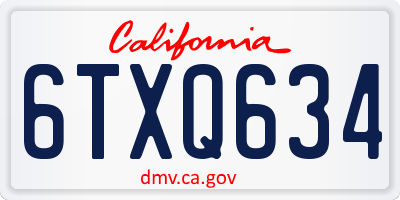 CA license plate 6TXQ634