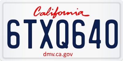 CA license plate 6TXQ640