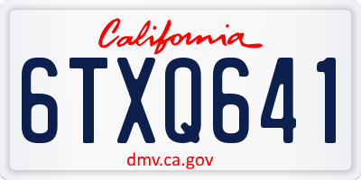CA license plate 6TXQ641
