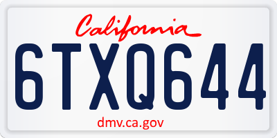 CA license plate 6TXQ644