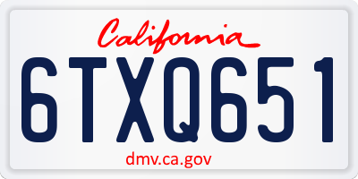 CA license plate 6TXQ651
