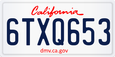 CA license plate 6TXQ653