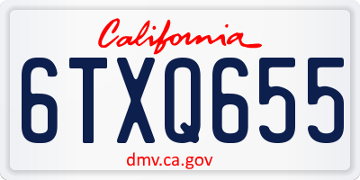 CA license plate 6TXQ655