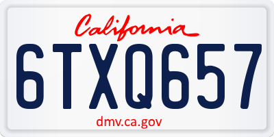 CA license plate 6TXQ657