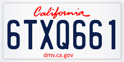 CA license plate 6TXQ661