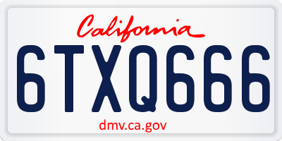 CA license plate 6TXQ666