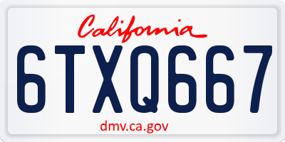 CA license plate 6TXQ667