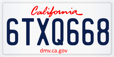 CA license plate 6TXQ668