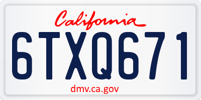 CA license plate 6TXQ671