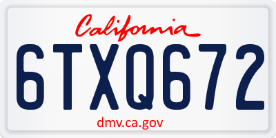 CA license plate 6TXQ672