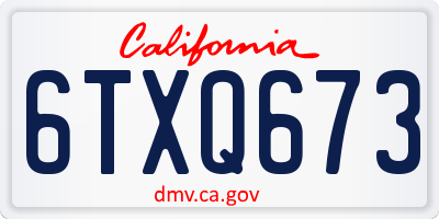 CA license plate 6TXQ673