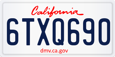CA license plate 6TXQ690