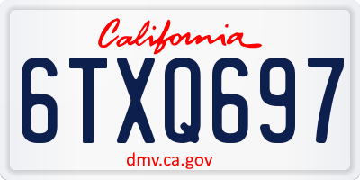 CA license plate 6TXQ697