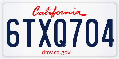 CA license plate 6TXQ704