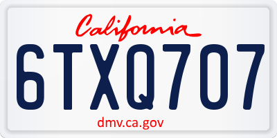 CA license plate 6TXQ707